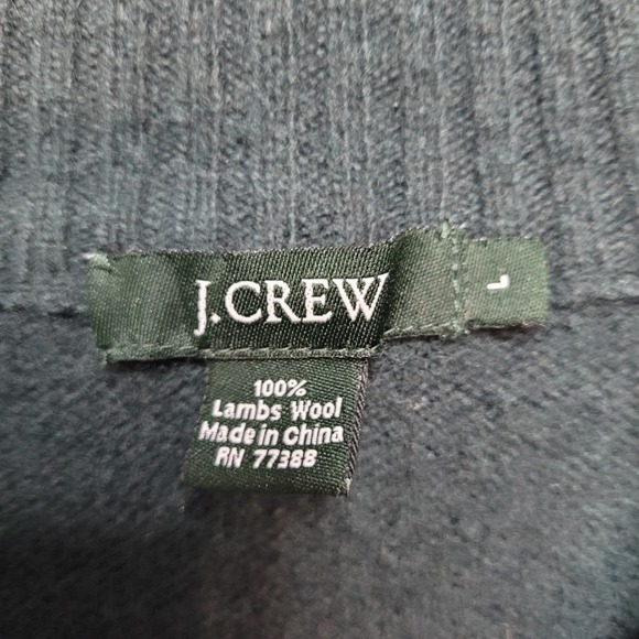 J.Crew Lambswool‎ 1/4 Zip Sweater Striped Pullover Warm Casual Green L Comfort - Picture 2 of 9